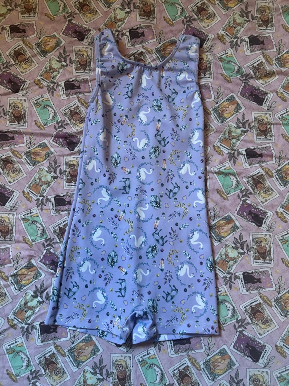 Lilac Swan Print Girls' Dance Costume